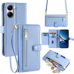 For Xiaomi Redmi Turbo 4 5G / Poco X7 Pro 5G Case Zipper Pocket Wallet Leather Phone Cover with 2 Straps