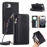 For iPhone 17th / 16th Wallet Phone Case Shockproof TPU+PU Leather Flip Cover with Mirror, Strap