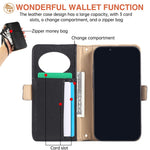 For iPhone 17th / 16th Wallet Phone Case Shockproof TPU+PU Leather Flip Cover with Mirror, Strap
