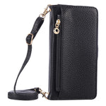 For iPhone 17th / 16th Wallet Phone Case Shockproof TPU+PU Leather Flip Cover with Mirror, Strap