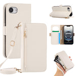 For iPhone 17th / 16th Wallet Phone Case Shockproof TPU+PU Leather Flip Cover with Mirror, Strap