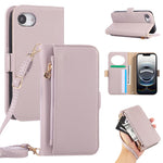 For iPhone 17th / 16th Wallet Phone Case Shockproof TPU+PU Leather Flip Cover with Mirror, Strap