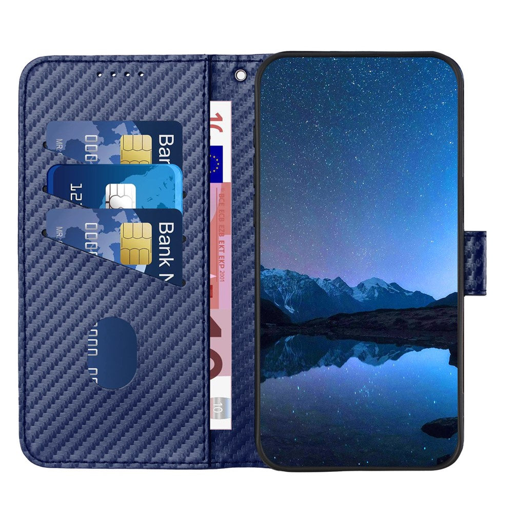 Xiaomi Redmi Note 13 5G (Kina) / Xiaomi Redmi Note 13 5G Plånboksfodral med rem Mobilskal i läder med kolfibertextur