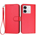 Xiaomi Redmi Note 13 5G (Kina) / Xiaomi Redmi Note 13 5G Plånboksfodral med rem Mobilskal i läder med kolfibertextur