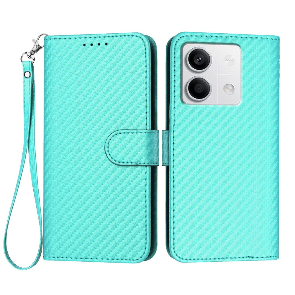 Xiaomi Redmi Note 13 5G (Kina) / Xiaomi Redmi Note 13 5G Plånboksfodral med rem Mobilskal i läder med kolfibertextur