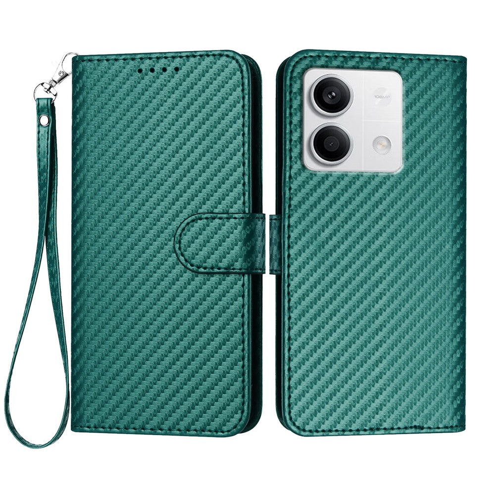 Xiaomi Redmi Note 13 5G (Kina) / Xiaomi Redmi Note 13 5G Plånboksfodral med rem Mobilskal i läder med kolfibertextur