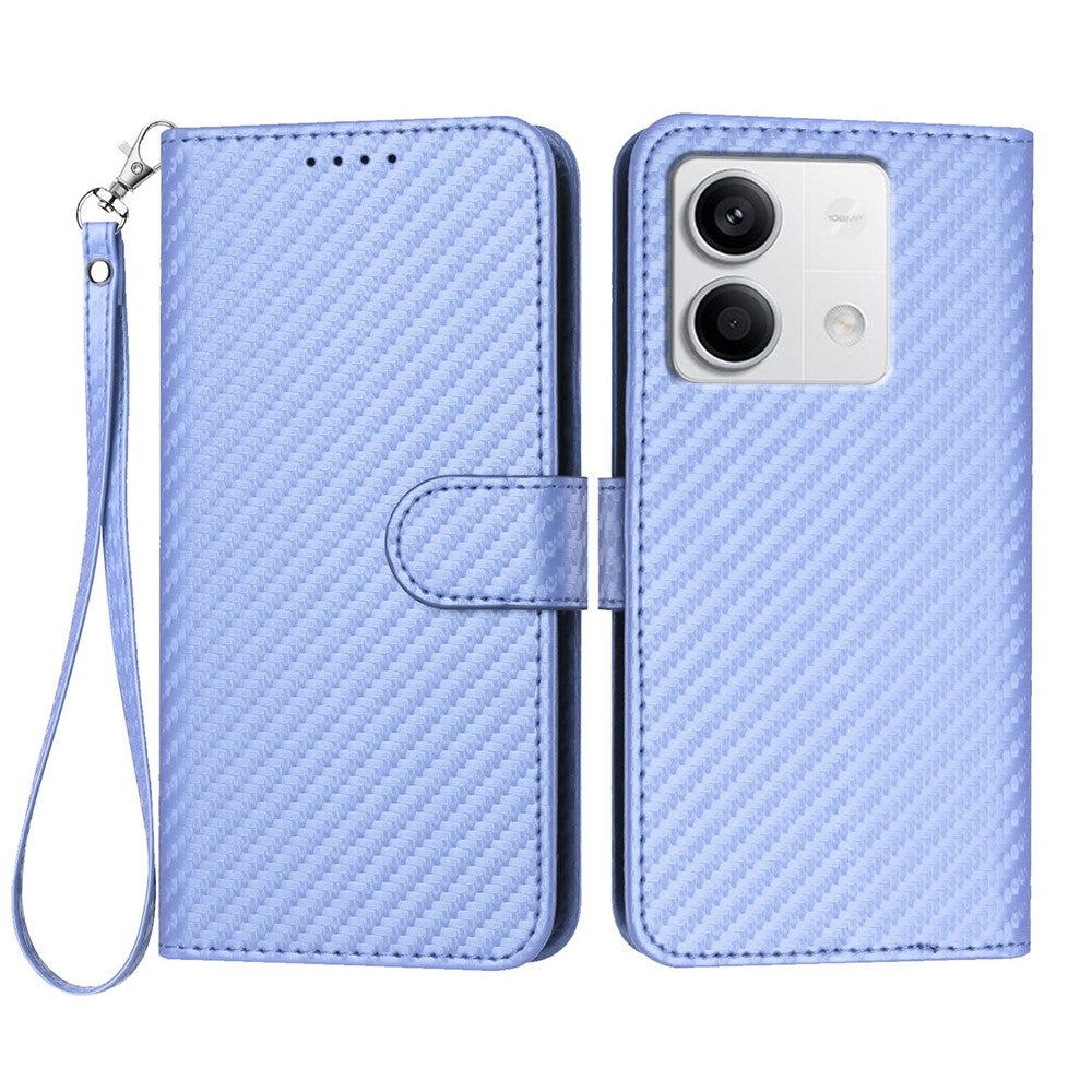 Xiaomi Redmi Note 13 5G (Kina) / Xiaomi Redmi Note 13 5G Plånboksfodral med rem Mobilskal i läder med kolfibertextur