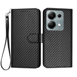 For Xiaomi Poco M6 Pro 4G / Xiaomi Redmi Note 13 Pro 4G Wallet Case with Strap Carbon Fiber Texture Leather Mobile Cover