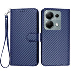 For Xiaomi Poco M6 Pro 4G / Xiaomi Redmi Note 13 Pro 4G Wallet Case with Strap Carbon Fiber Texture Leather Mobile Cover