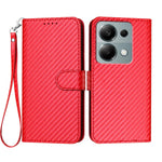 For Xiaomi Poco M6 Pro 4G / Xiaomi Redmi Note 13 Pro 4G Wallet Case with Strap Carbon Fiber Texture Leather Mobile Cover