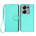 For Xiaomi Poco M6 Pro 4G / Xiaomi Redmi Note 13 Pro 4G Wallet Case with Strap Carbon Fiber Texture Leather Mobile Cover