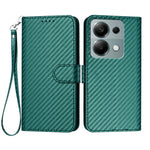 For Xiaomi Poco M6 Pro 4G / Xiaomi Redmi Note 13 Pro 4G Wallet Case with Strap Carbon Fiber Texture Leather Mobile Cover