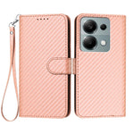 For Xiaomi Poco M6 Pro 4G / Xiaomi Redmi Note 13 Pro 4G Wallet Case with Strap Carbon Fiber Texture Leather Mobile Cover