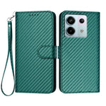 Xiaomi Poco X6 5G / Xiaomi Redmi Note 13 Pro 5G Plånboksfodral med rem Mobilskal i läder med kolfibertextur