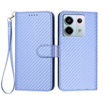Xiaomi Poco X6 5G / Xiaomi Redmi Note 13 Pro 5G Plånboksfodral med rem Mobilskal i läder med kolfibertextur