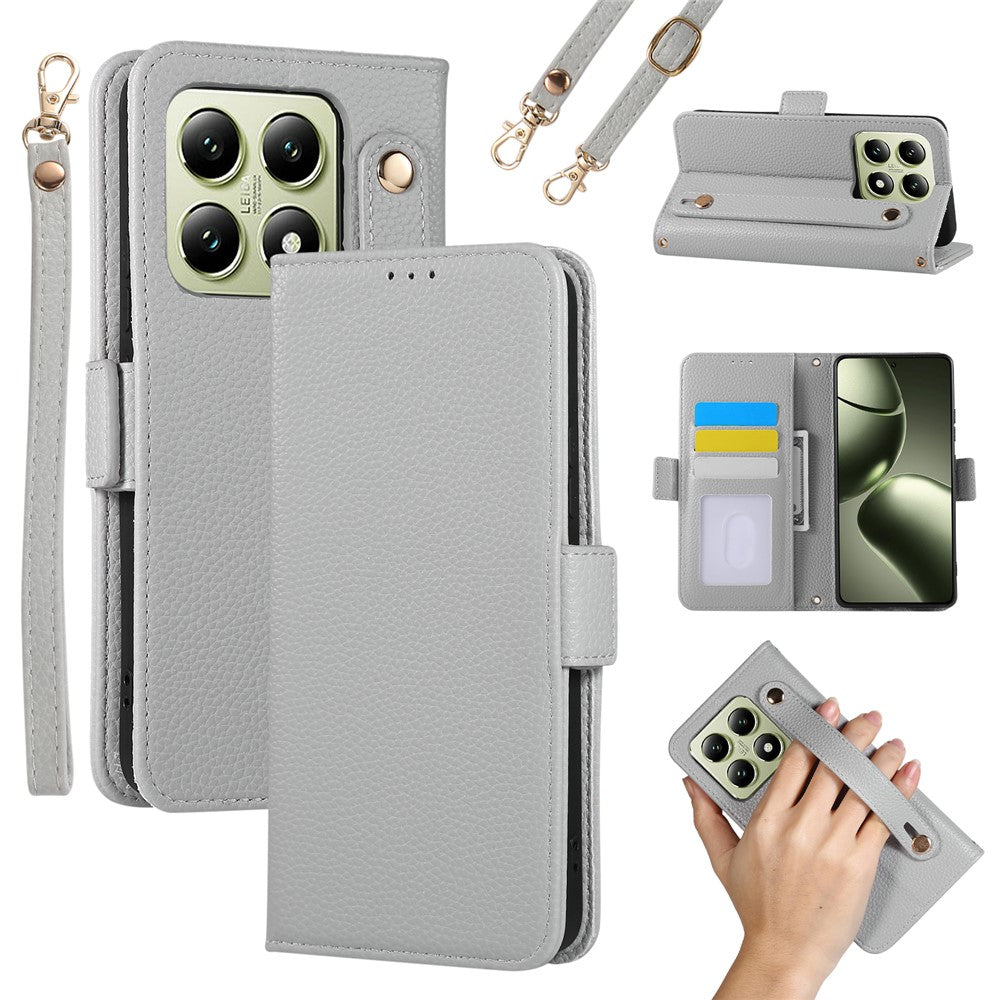 For Xiaomi 14T Leather Case RFID Blocking Shockproof Wallet Phone Cover with Straps