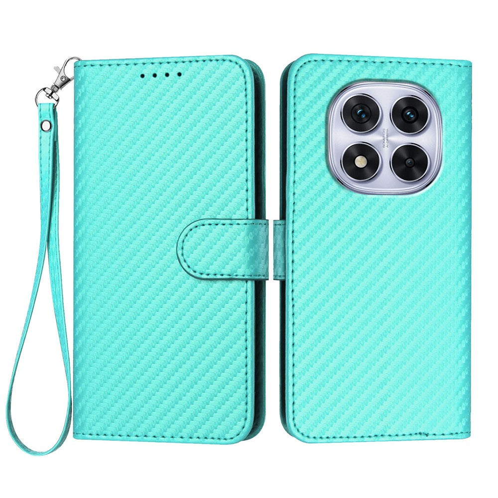 For Xiaomi Redmi Note 14 Pro 4G Wallet Case with Strap Carbon Fiber Texture Leather Mobile Cover