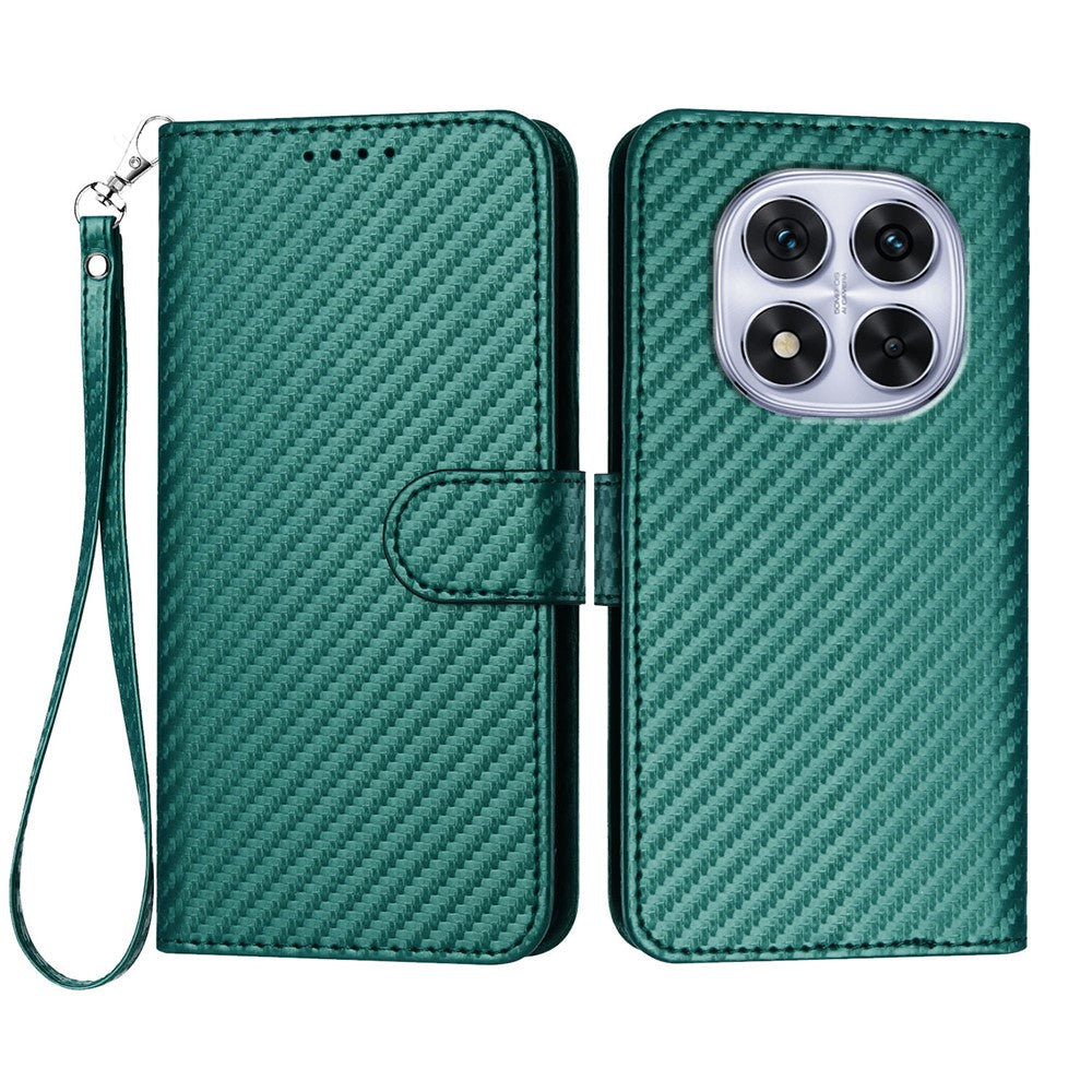 For Xiaomi Redmi Note 14 Pro 4G Wallet Case with Strap Carbon Fiber Texture Leather Mobile Cover