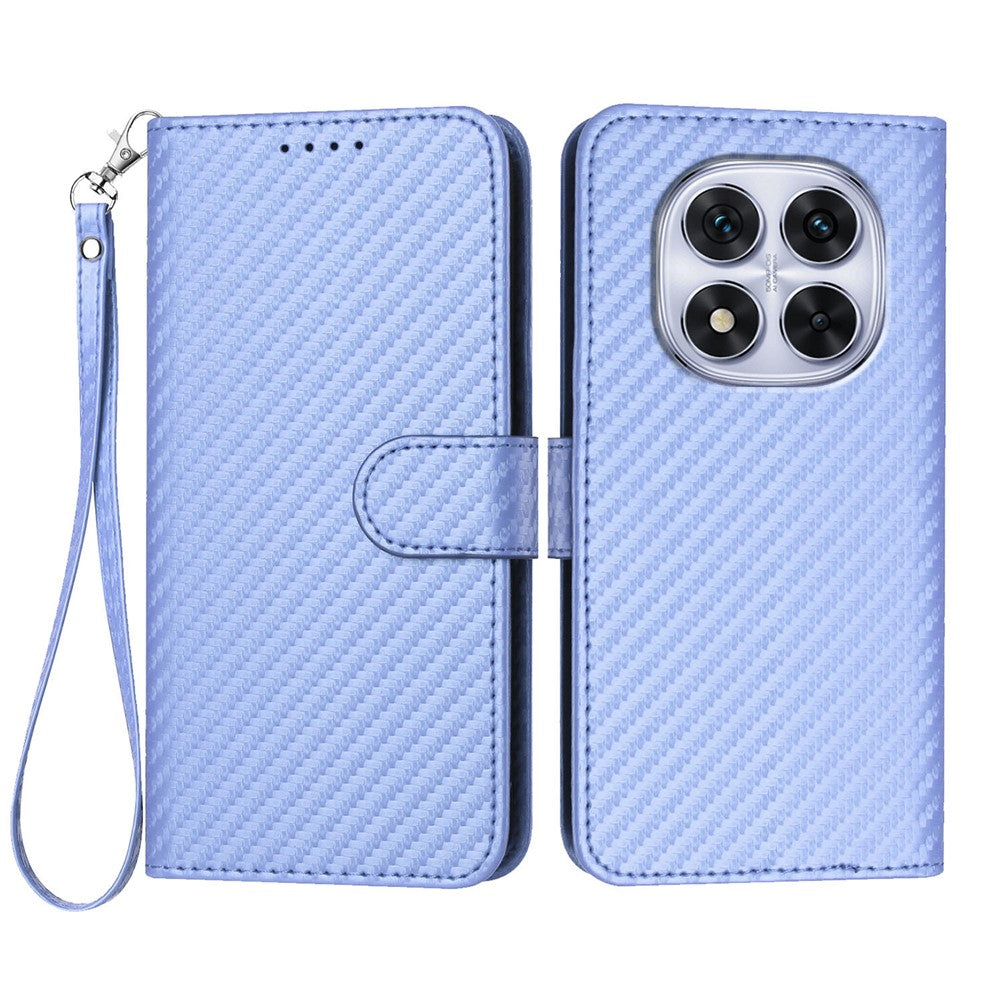 For Xiaomi Redmi Note 14 Pro 4G Wallet Case with Strap Carbon Fiber Texture Leather Mobile Cover