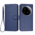 For Xiaomi 15 Ultra Wallet Case with Strap Carbon Fiber Texture Leather Mobile Cover