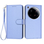 For Xiaomi 15 Ultra Wallet Case with Strap Carbon Fiber Texture Leather Mobile Cover