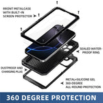 IP68 Waterproof Phone Case for iPhone 16 Pro Max Metal + Silicone Cover with Screen Protector