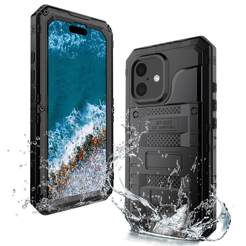 IP68 Waterproof Phone Case for iPhone 16 Metal + Silicone Cover with Screen Protector