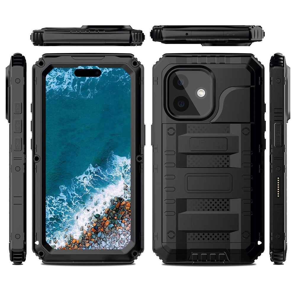 IP68 Waterproof Phone Case for iPhone 16 Metal + Silicone Cover with Screen Protector