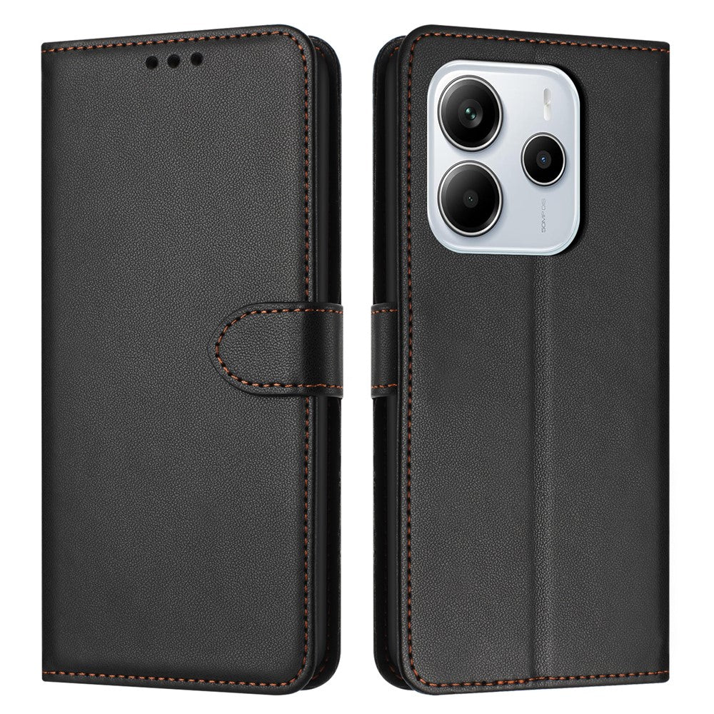 For Xiaomi Redmi Note 14 4G (163.25mm) Case Stand Wallet Leather Phone Cover with Strap
