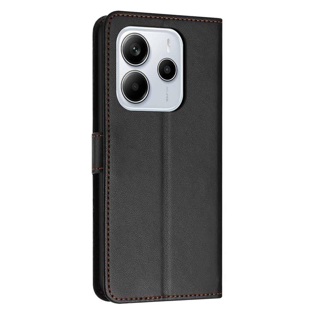 For Xiaomi Redmi Note 14 4G (163.25mm) Case Stand Wallet Leather Phone Cover with Strap