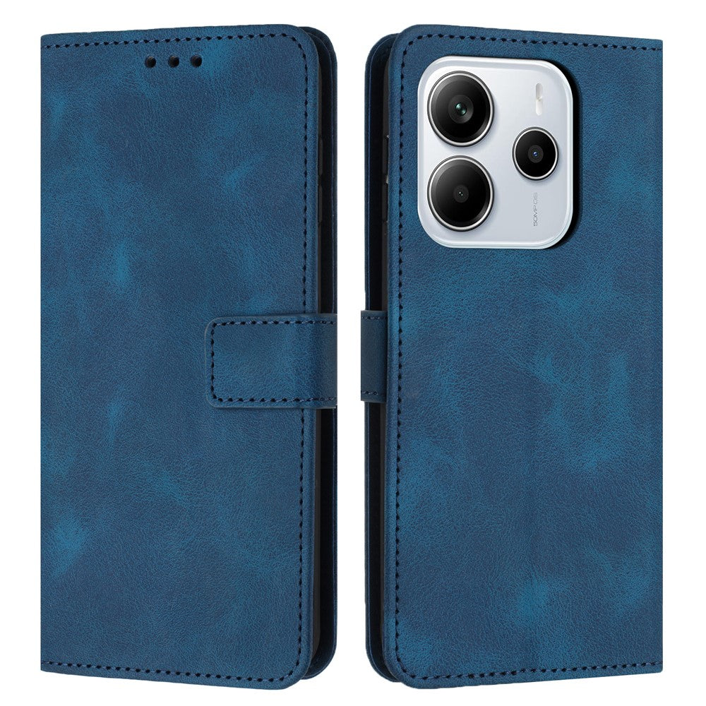 For Xiaomi Redmi Note 14 4G (163.25mm) Case Solid Color Leather Wallet Protective Phone Cover