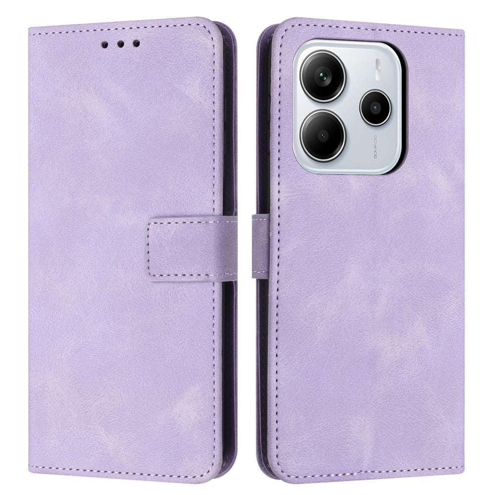 For Xiaomi Redmi Note 14 4G (163.25mm) Case Solid Color Leather Wallet Protective Phone Cover
