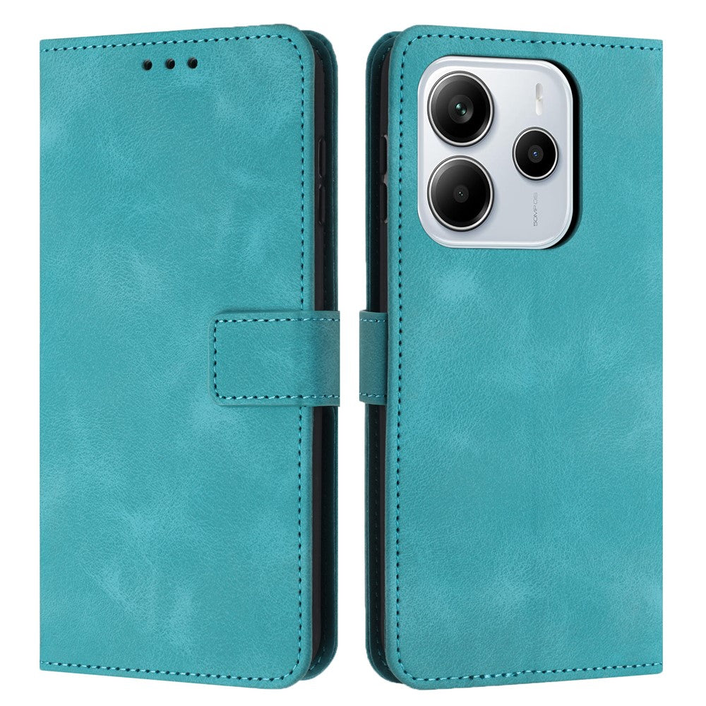 For Xiaomi Redmi Note 14 4G (163.25mm) Case Solid Color Leather Wallet Protective Phone Cover
