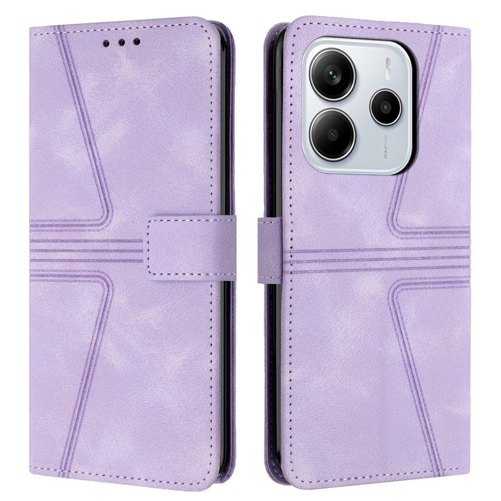 For Xiaomi Redmi Note 14 4G (163.25mm) Case Triangle Imprinted Anti-Scratch Phone Wallet Cover