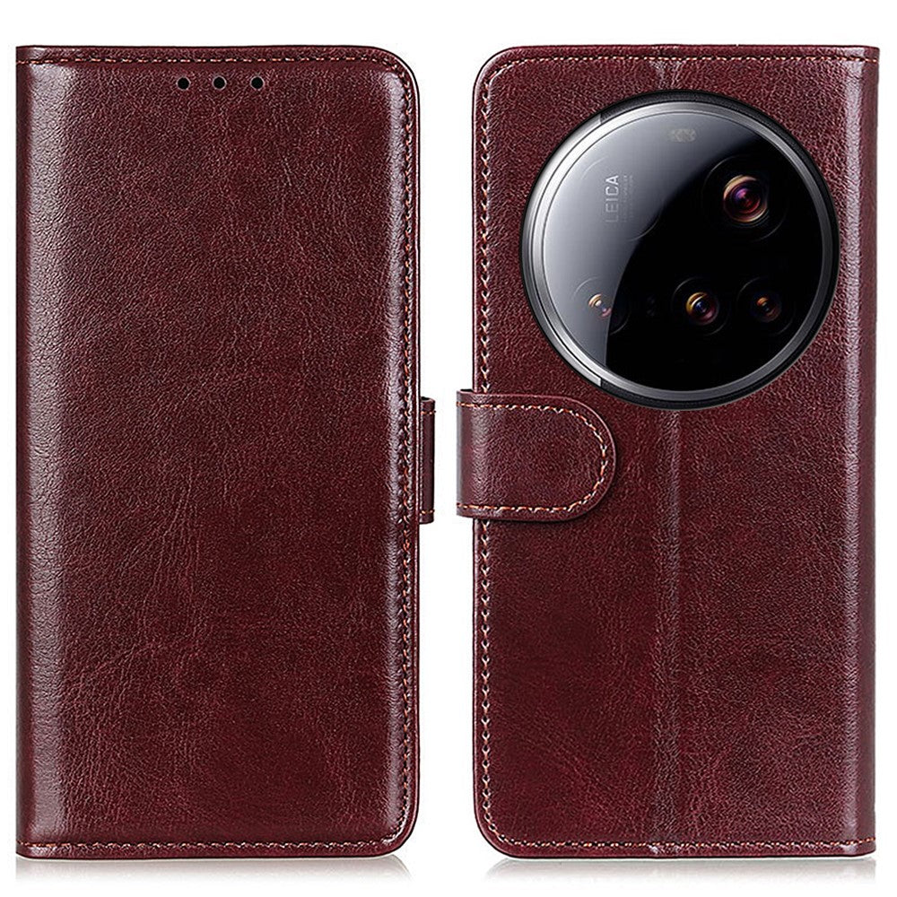 For Xiaomi 15 Ultra Case Crazy Horse Texture PU Leather Phone Stand Cover