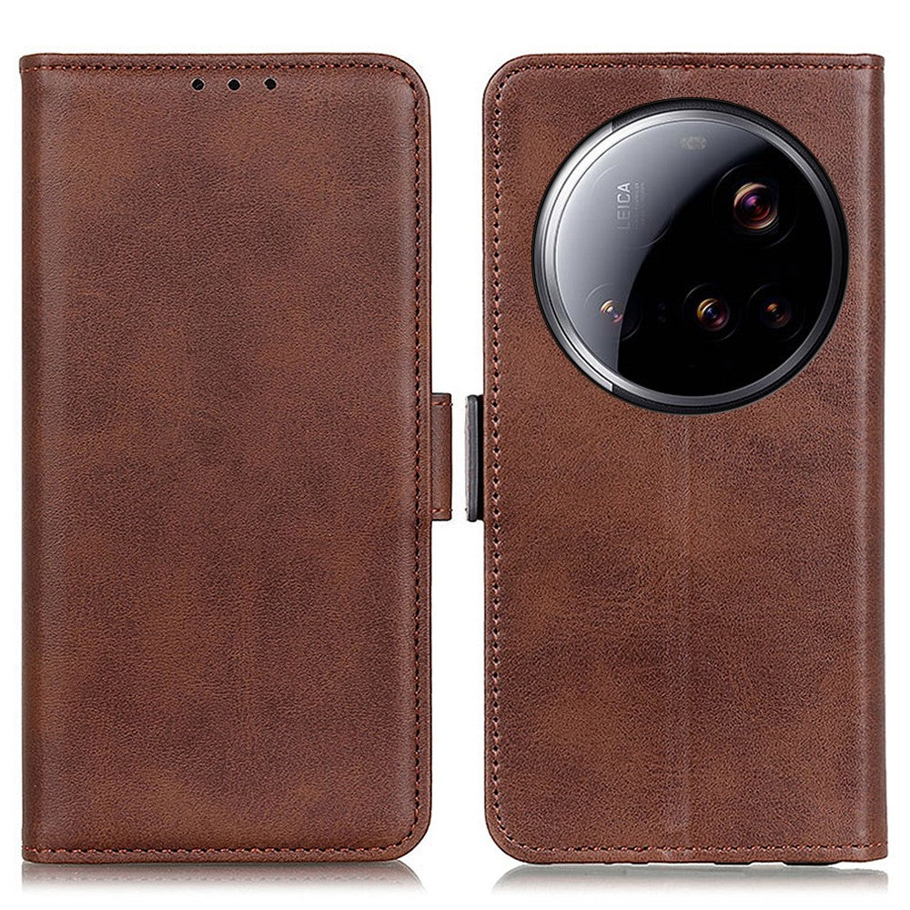 For Xiaomi 15 Ultra Case Stand Cowhide Texture PU Leather Phone Cover