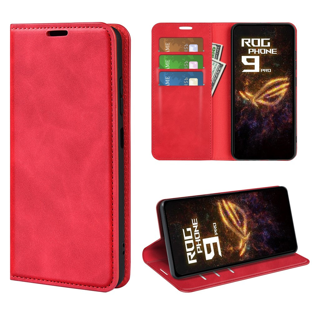 For Asus ROG Phone 9 Pro 5G Case Skin Touch Leather Wallet Phone Cover