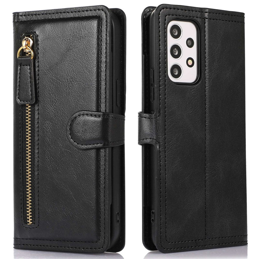 For Samsung Galaxy A53 5G Zipper Pocket Phone Wallet Case PU Leather Cell Phone Cover Card Holder with Magnetic Buckle
