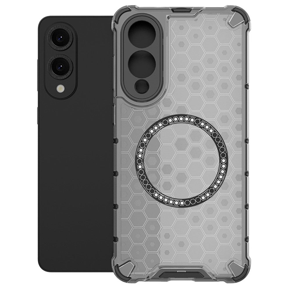 Til Samsung Galaxy S25 Edge Magnetisk etui Honeycomb Design TPU + PC Telefoncover