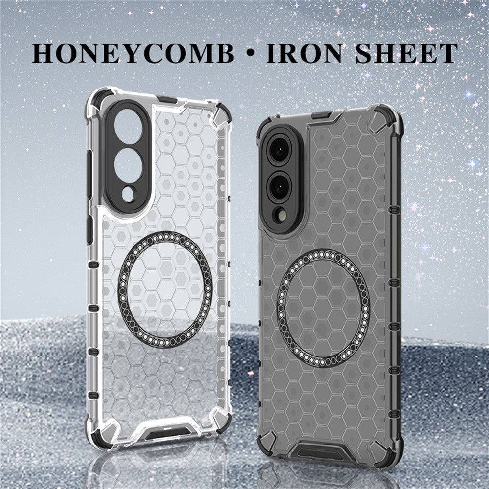 For Samsung Galaxy S25 Edge Magnetic Case Honeycomb Design TPU + PC Phone Cover