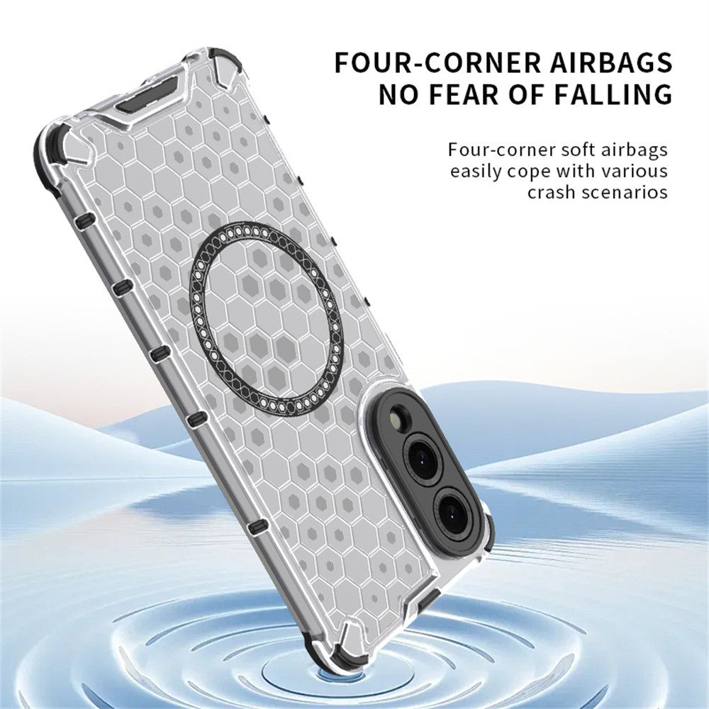 For Samsung Galaxy S25 Edge Magnetic Case Honeycomb Design TPU + PC Phone Cover