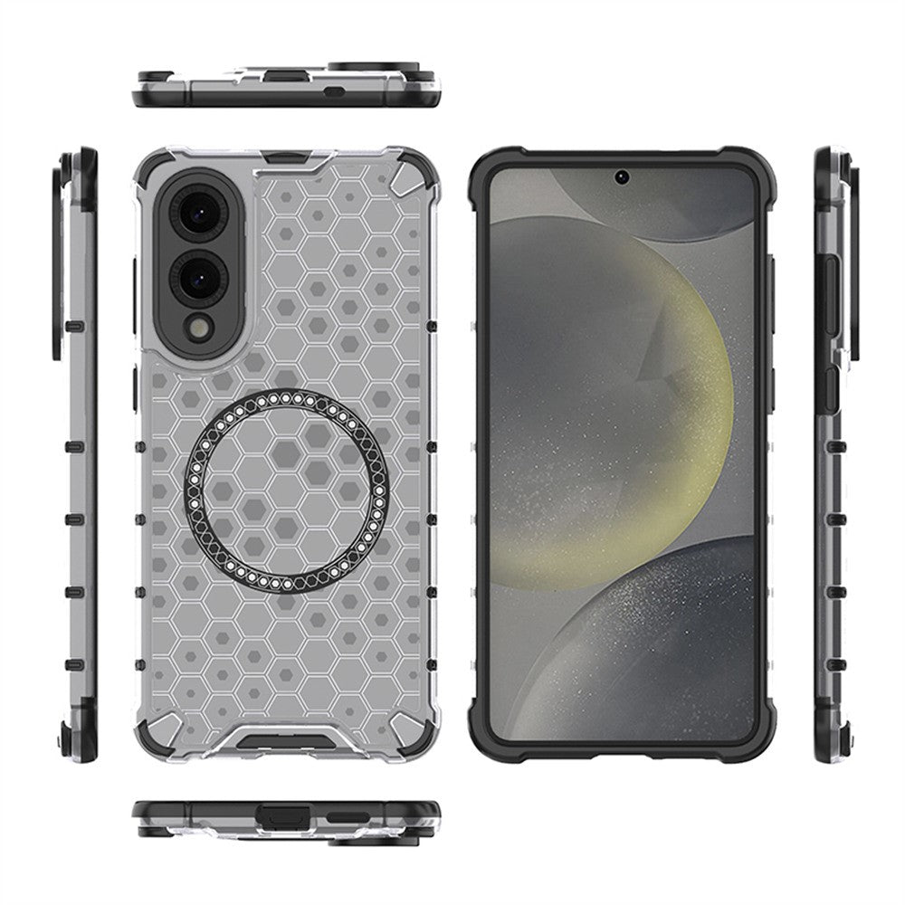 Til Samsung Galaxy S25 Edge Magnetisk etui Honeycomb Design TPU + PC Telefoncover
