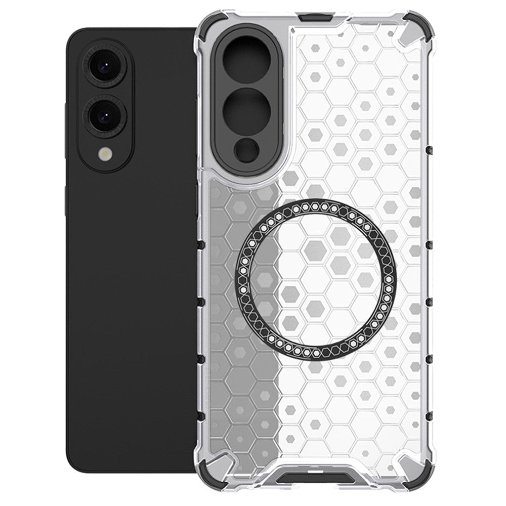 Til Samsung Galaxy S25 Edge Magnetisk etui Honeycomb Design TPU + PC Telefoncover