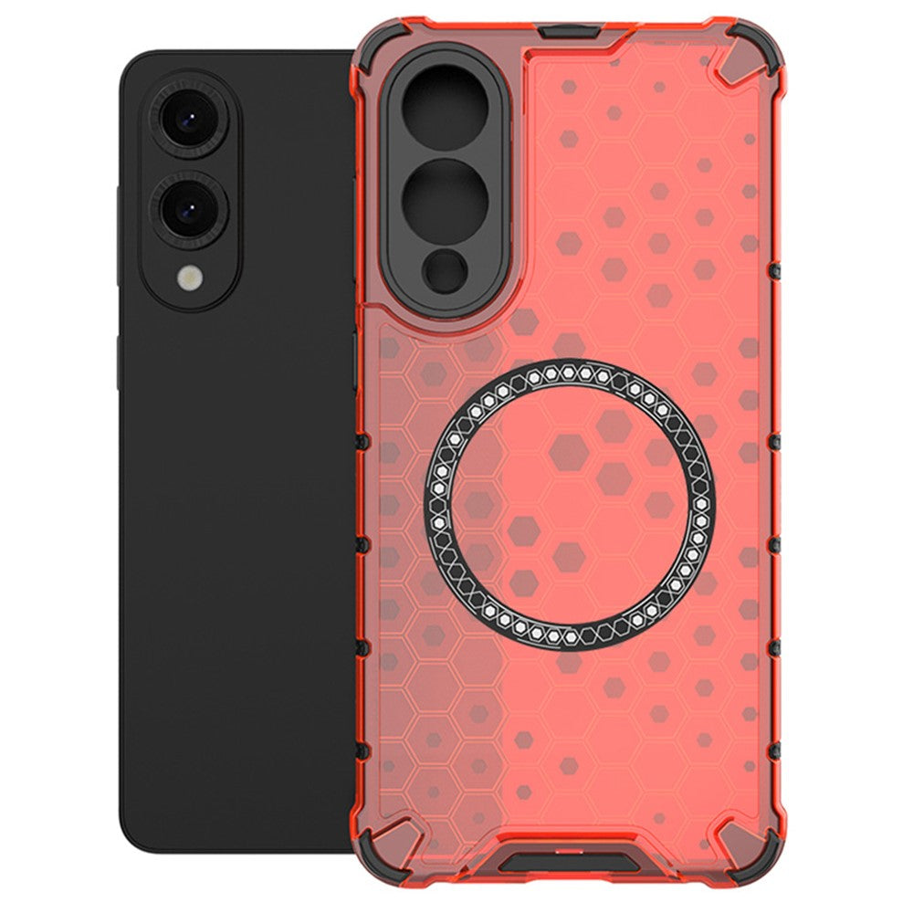 Til Samsung Galaxy S25 Edge Magnetisk etui Honeycomb Design TPU + PC Telefoncover