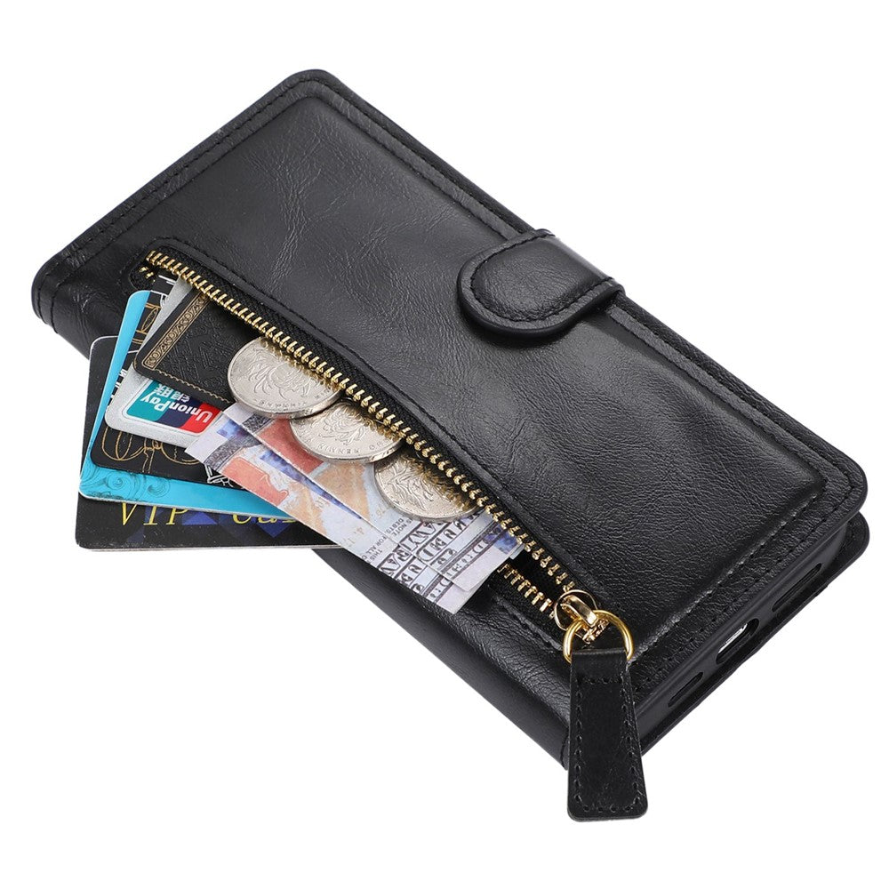 Zipper Pocket Phone Case For Samsung Galaxy A23 5G (Global Version) / 4G Shockproof PU Leather Phone Cover Wallet Stand with Magnetic Buckle