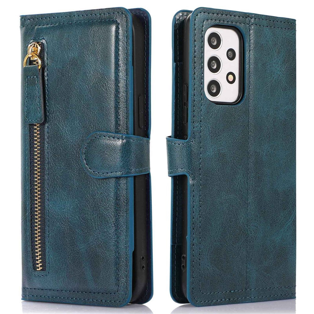 Zipper Pocket Phone Case For Samsung Galaxy A23 5G (Global Version) / 4G Shockproof PU Leather Phone Cover Wallet Stand with Magnetic Buckle