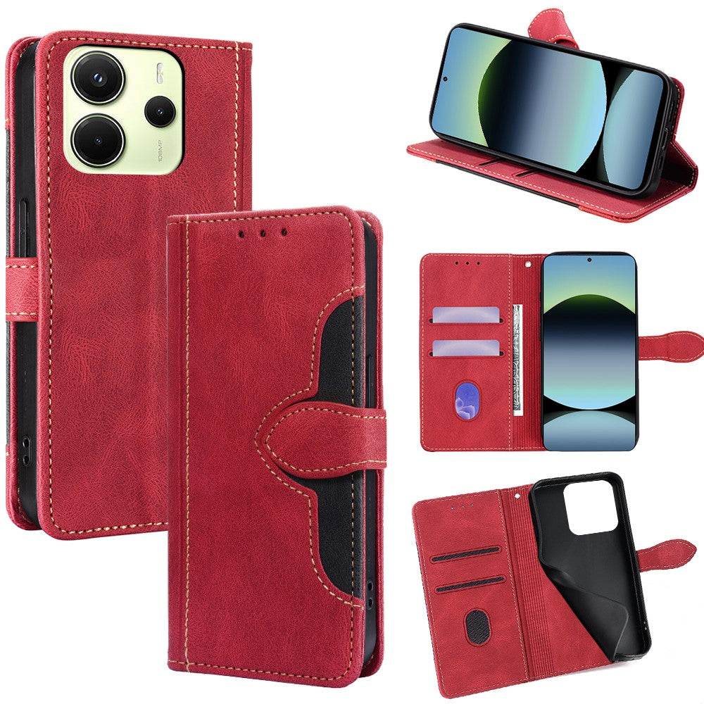 For Xiaomi Redmi Note 14 4G (163.25mm) Case Leather Wallet Phone Cover with Straw Hat Magnetic Clasp