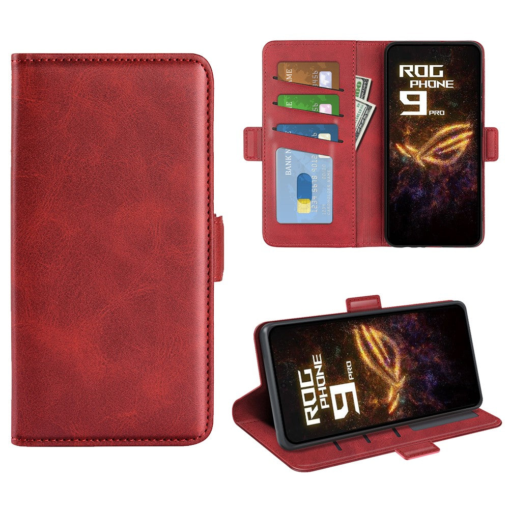 Til Asus ROG Phone 9 Pro 5G Etui Kalvetekstur Læder Pung Telefoncover