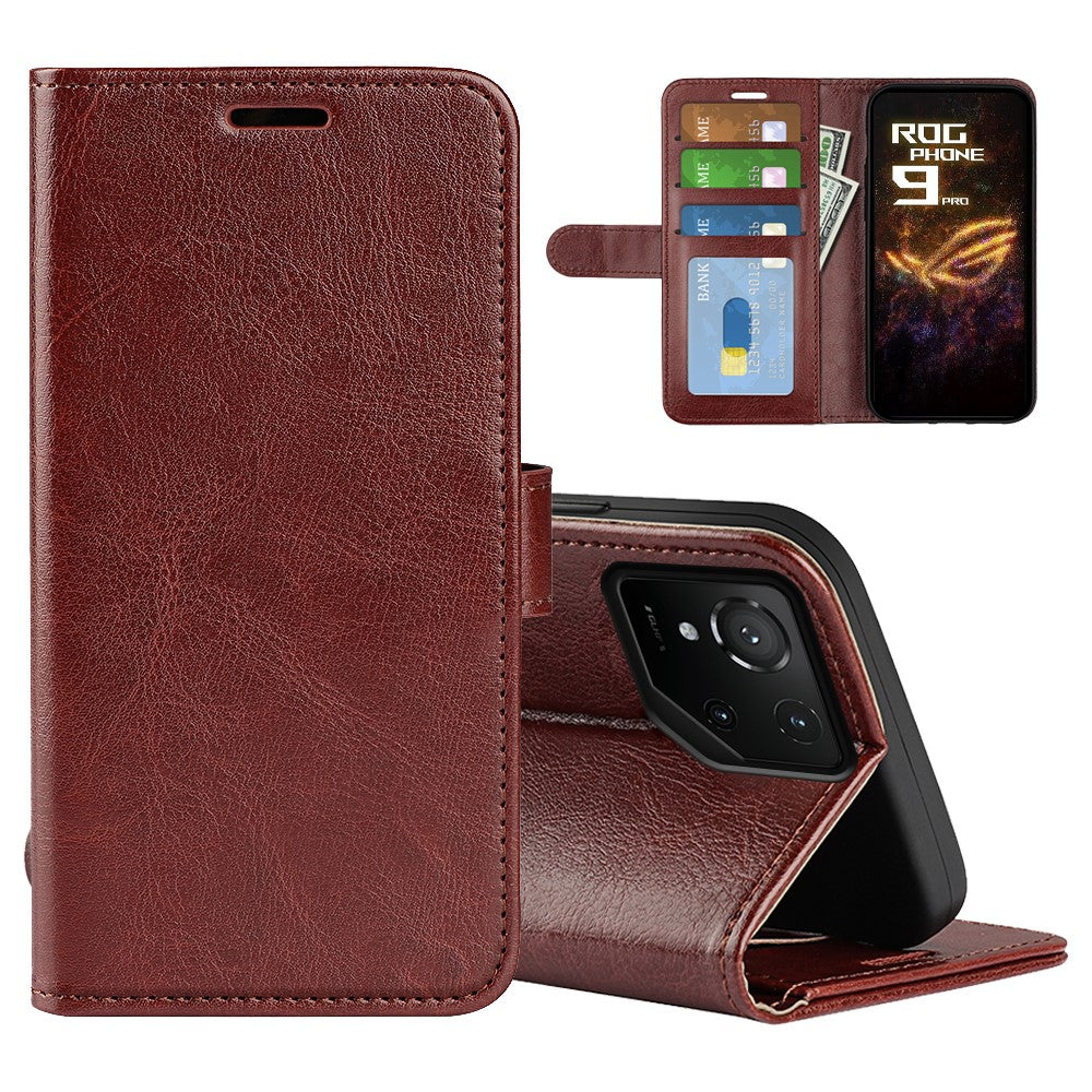 For Asus ROG Phone 9 Pro 5G Case Crazy Horse Texture Stand Leather Phone Cover