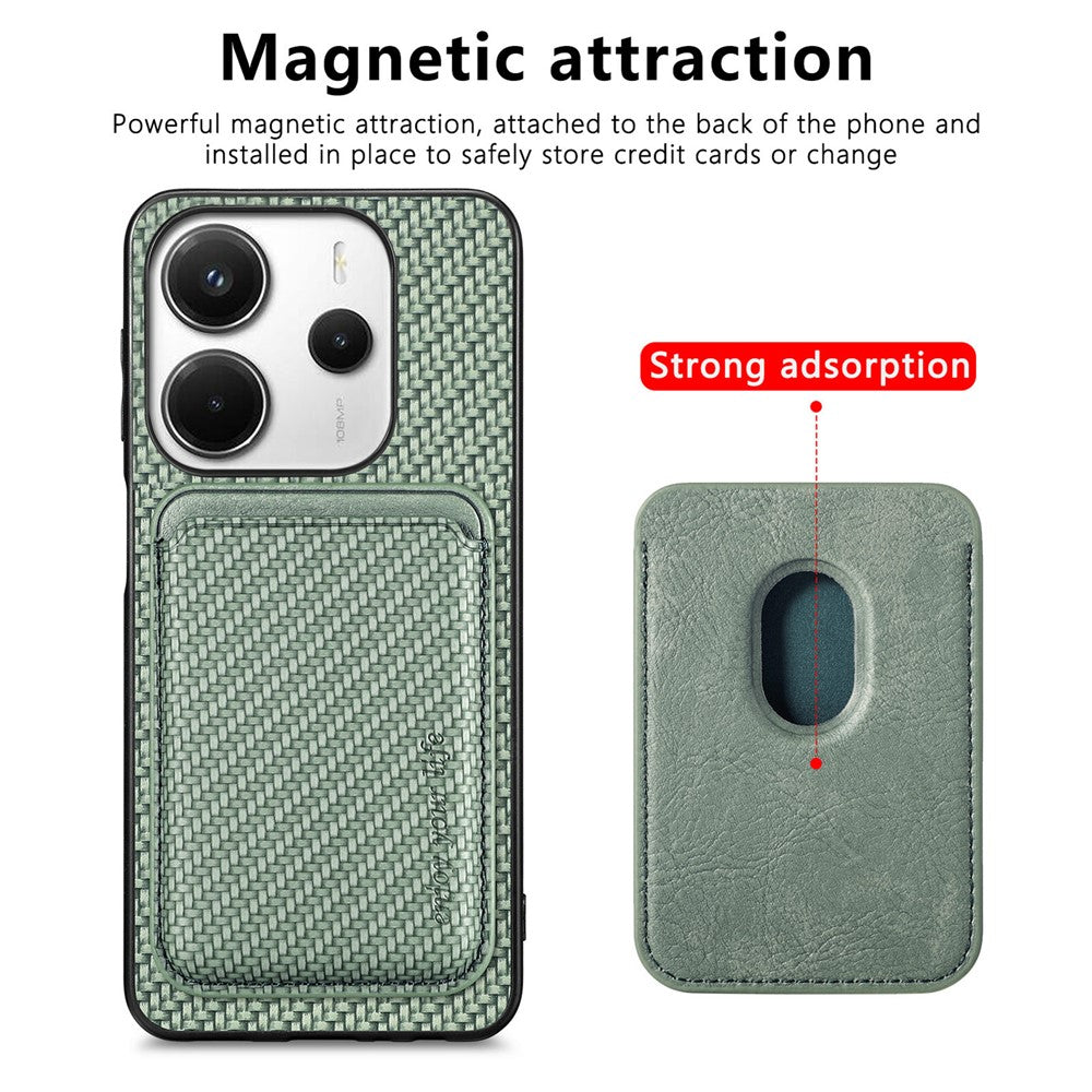 For Xiaomi Redmi Note 14 4G (163.25mm) Case Magnetic Detachable Card Holder Phone Back Cover